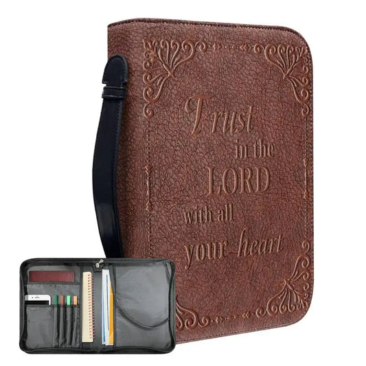 Vintage Bible Cover Carrying Case PU Leather Carrying Bag Protective Case Portable Carrying Book Case Church Bag With Handle