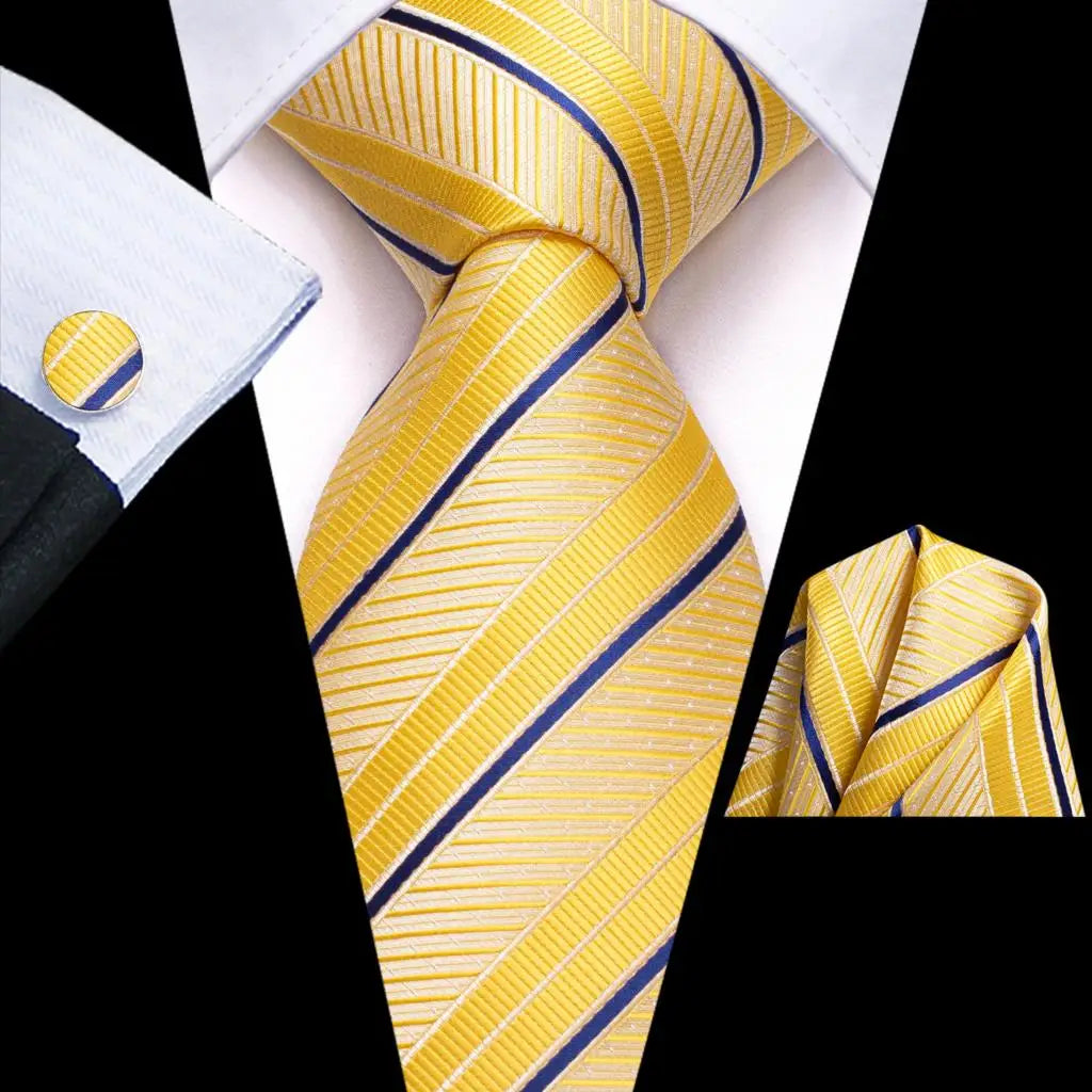 Our Brand  2025 Hi Tie Striped Sage Green Mens Fashion Necktie Handkerchief Cufflinks for Tuxedo Accessory Classic Silk Luxury Tie for Man Gift