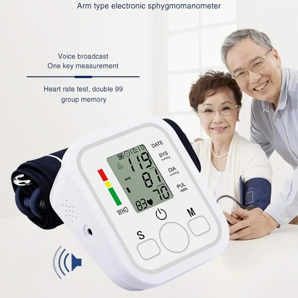 Digital Arm Blood Pressure Test Kit Cuff Sensor Monitor BP Automatic Pressure Tonometer Tensiometer Heart Rate Pulse Meter