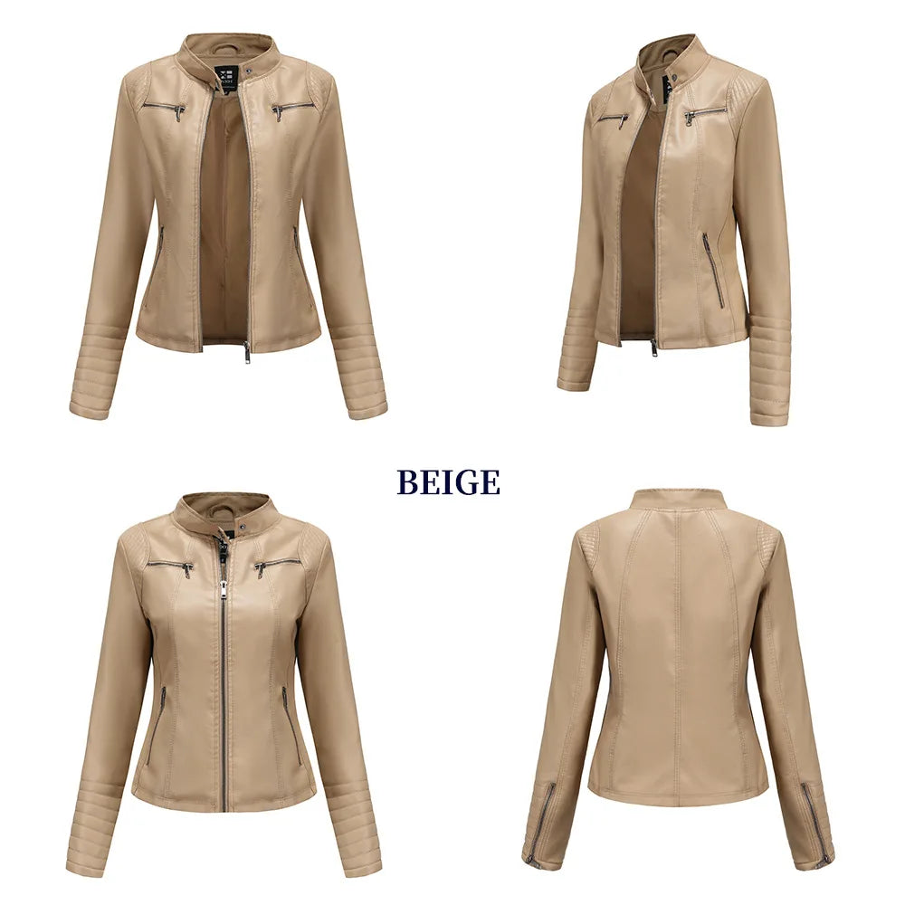 2025 Ladies New Autumn Motorcycle Short Chic PU Leather Jacket