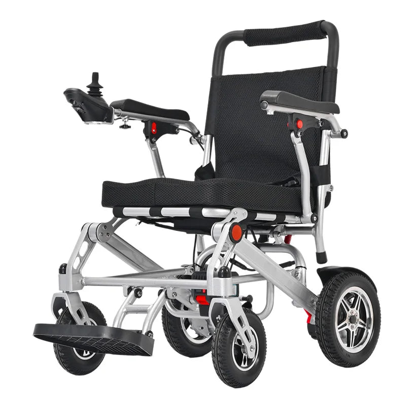 Seniors Disabled Elderly Nursing Health Care Products Khaki Folding Transport Electric Wheelchair with Arms Removable Footrest