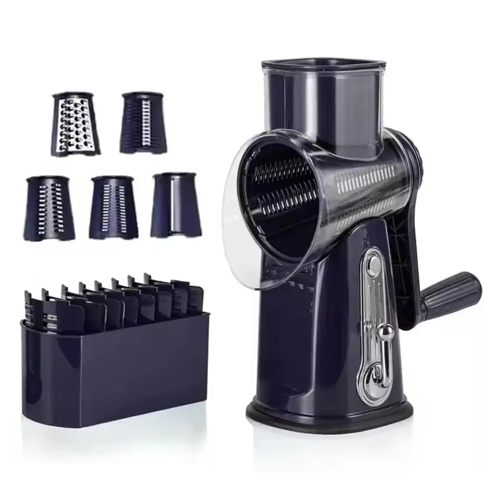 New 2025 5 In 1 Rotary Cheese Grater With Handle Manual Vegetable Graters Shredder Slicer Nuts Grinder With Strong Suction Base