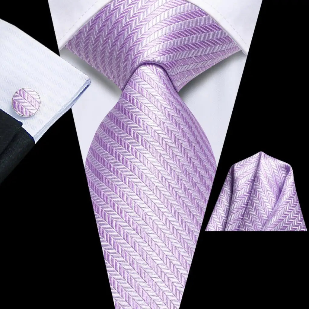 Our Brand  2025 Hi Tie Striped Sage Green Mens Fashion Necktie Handkerchief Cufflinks for Tuxedo Accessory Classic Silk Luxury Tie for Man Gift