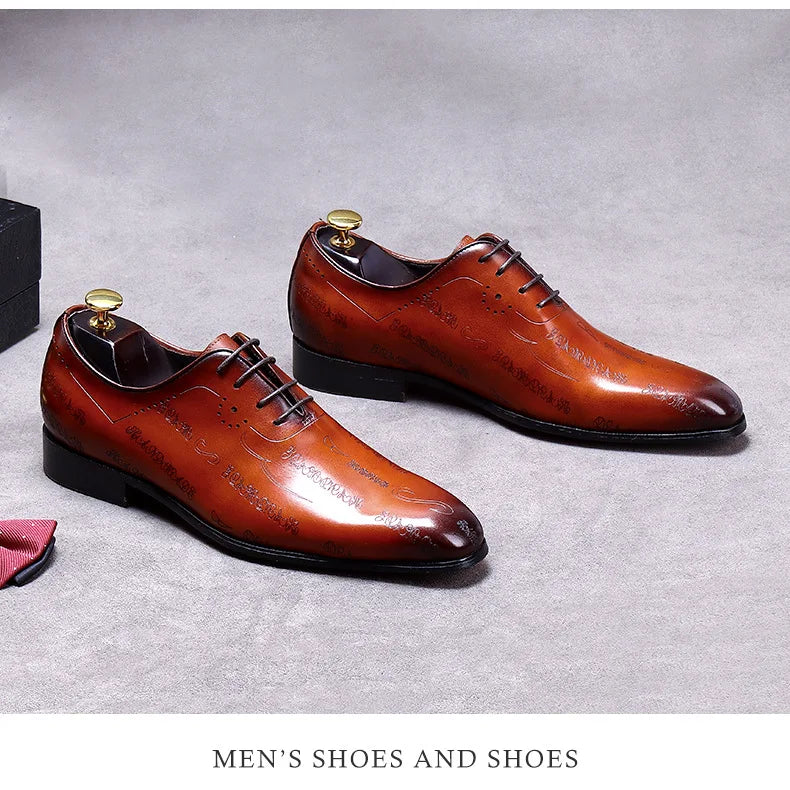 Our New Collections 2024-2025 Handmade Mens Wedding Oxford Shoes Brown Genuine Leather Brogue Men's Dress Shoes Lace Up Business Formal Shoes For Men