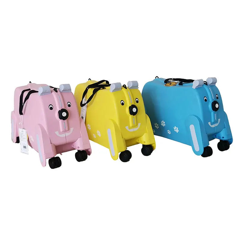Children's Suitcase on Wheels Can Sit and Ride Cute Cartoon Small Rolling Luggage Toy Suitcase for Kids Outdoors Travel Bag