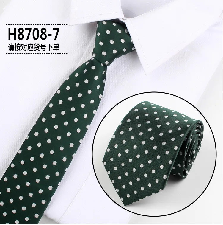 Brand New 2025 Fashion Dot Tie For Mens 8CM Necktie Business Formal Polka Dot Necktie Wedding Gift Orange Blue Red Tie Accessories Gravatas