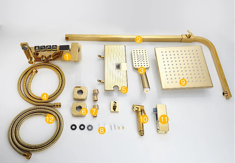 New 2024-2025 Chrome Digital Bathroom Shower System for Bathroom Accessories Brass Bathroom Mixer Faucet Thermostatic Digital Shower Set Plus FREE SHIPPING