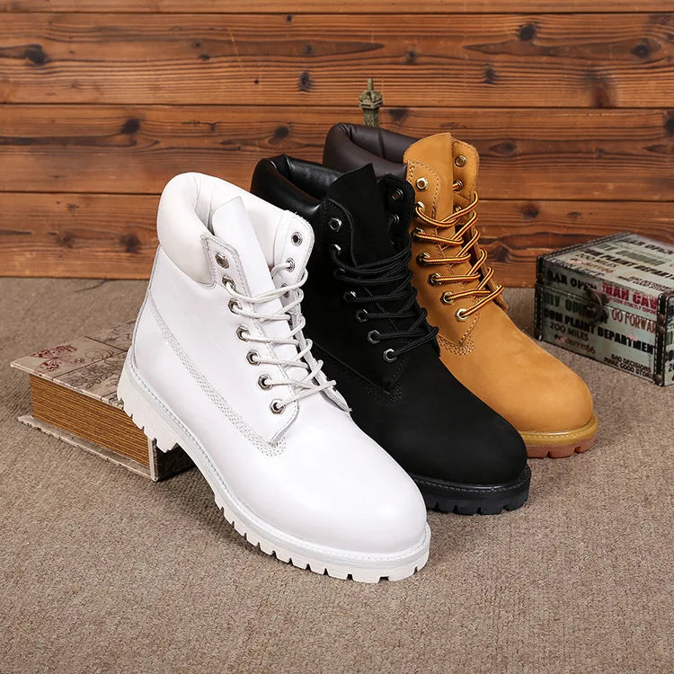 TINTINOS 2024 Autumn and Winter New Warm High Top Martin Boots Men's Round Head Fashion Anti Slip Versatile Fashion Yellow Boots