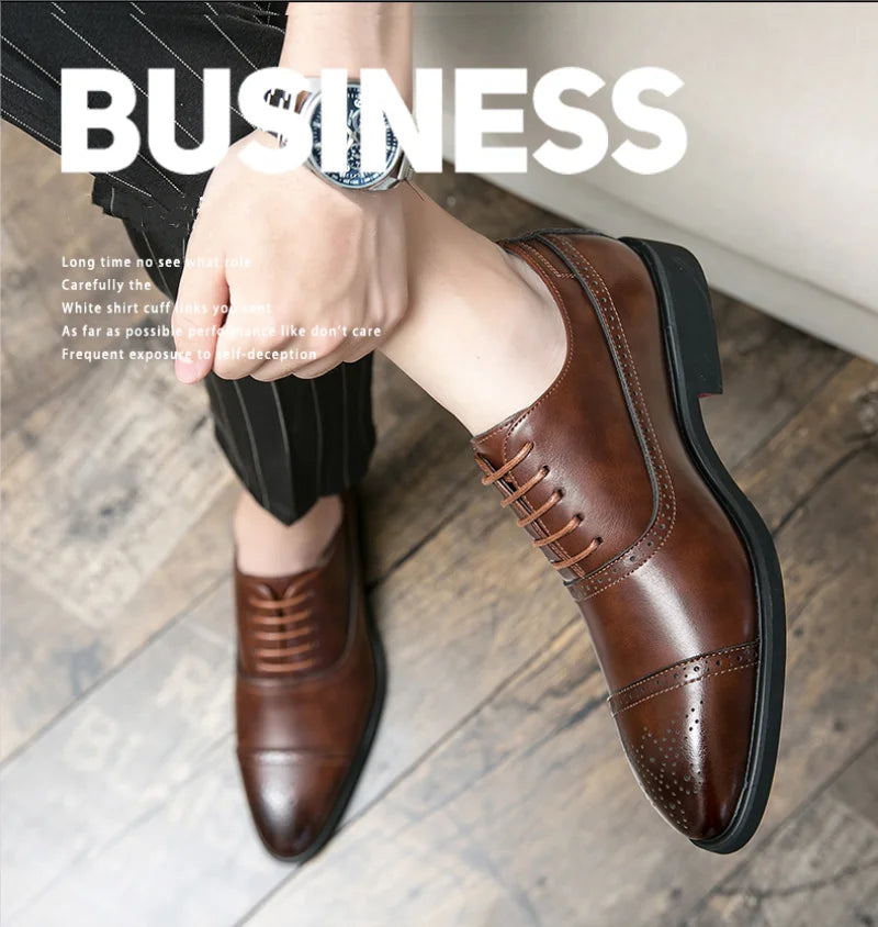 New Collections 2024-2025 Oxfords Men Shoes Red Sole Fashion Business Casual Party Banquet Daily Retro Carved Lace-up Brogue Dress Shoes