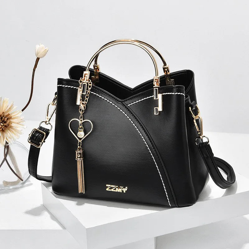 AMAZONY Women's Bag Handbag Contrast Color Large Capacity Female Retro Tote Bags 2024 New Fashion Pu Leather Shoulder Crossbody Bag
