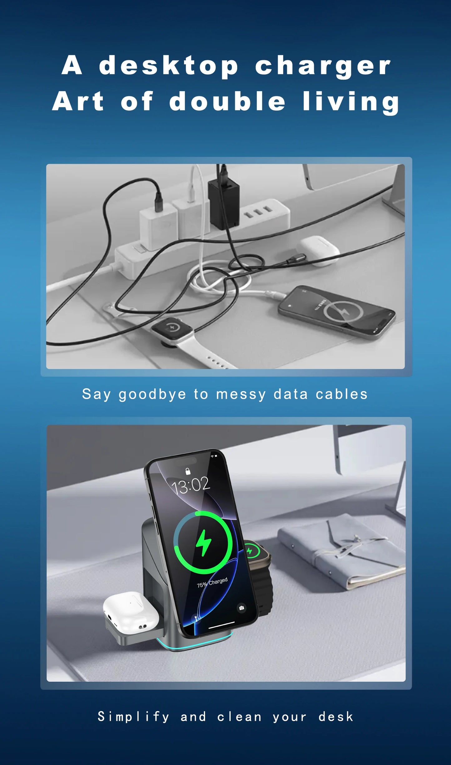 2025 new electric rotating four-in-one wireless charger charger, small and convenient to carry.