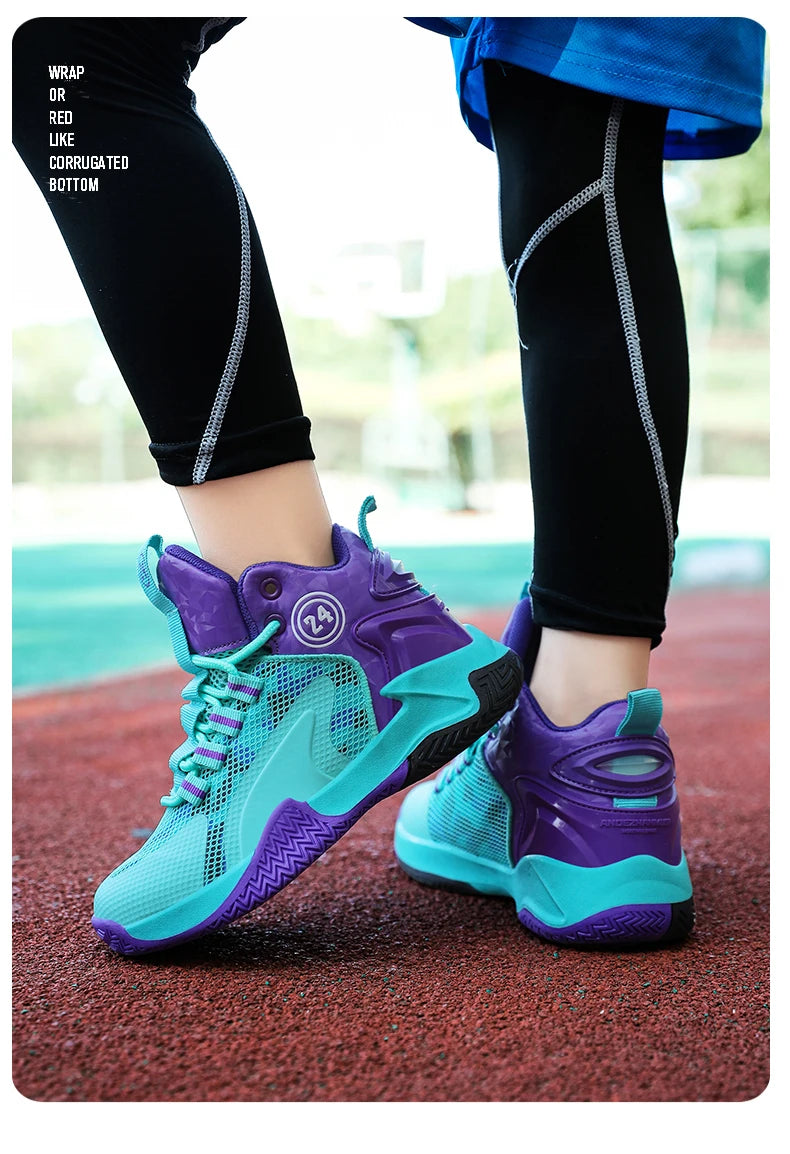 New Kids Basketball Shoes Boys Original Professional Men Field Breathable Gym Cushion Women Basketball Boots Tennis Sports Shoes