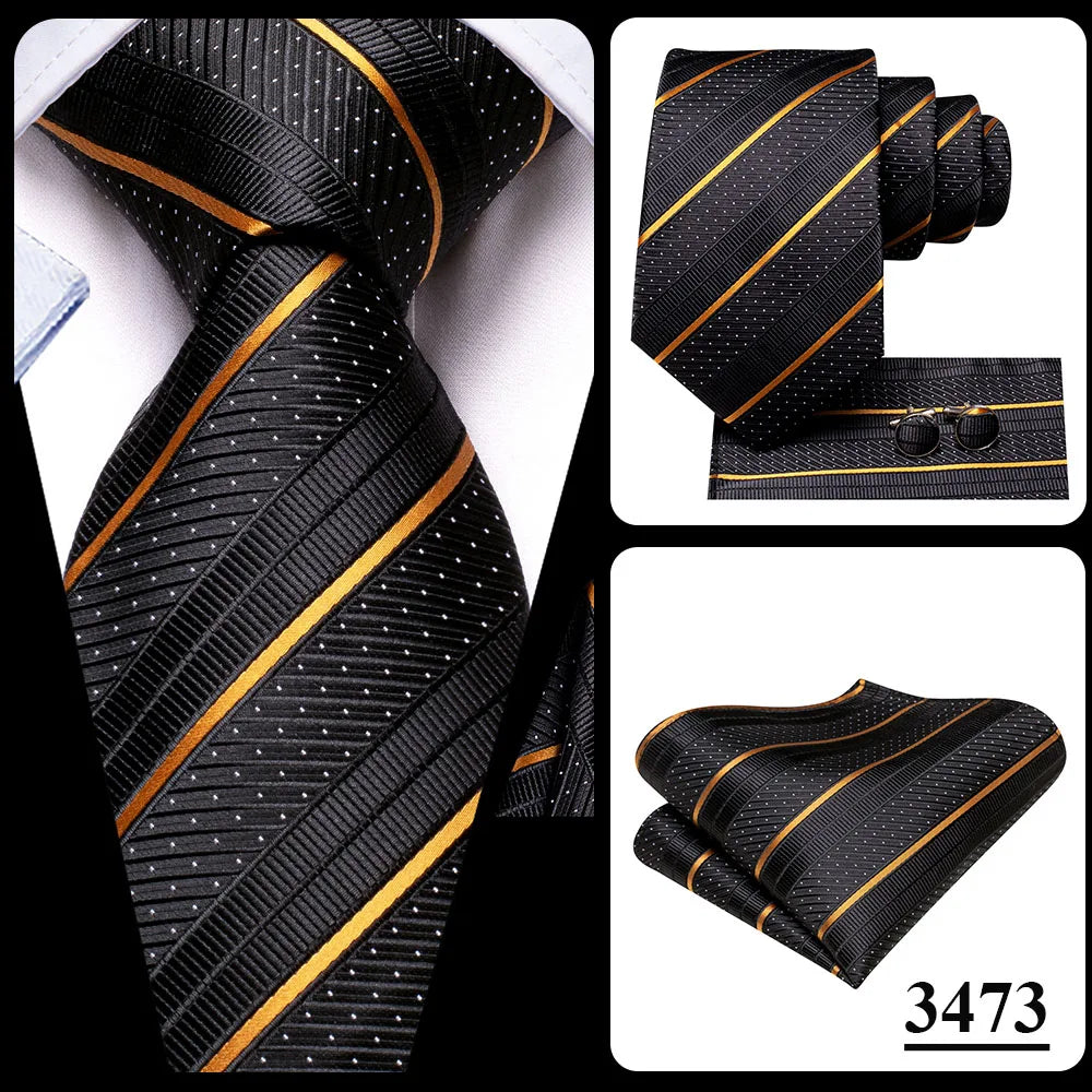 Our Brand  2025 Hi Tie Striped Sage Green Mens Fashion Necktie Handkerchief Cufflinks for Tuxedo Accessory Classic Silk Luxury Tie for Man Gift