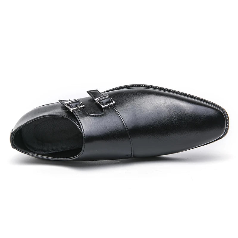 2024-2025 New Leather Shoes for Men Monk Shoes Classic Brown Wedding Shoes for Men Fashion Casual Men Shoes Evening Dress Moccasins
