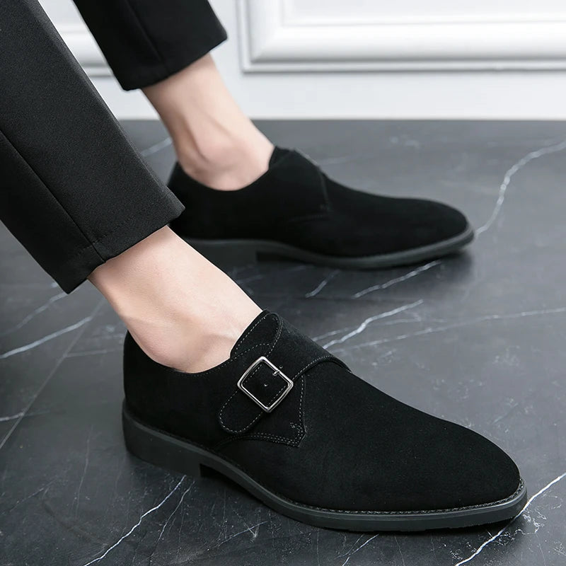 NEW 2024-2025 Fashion Luxury Brand Designer black Brown suede Monk Strap Shoes For Men Formal Wedding Dress Homecoming Sapatos Tenis Masculino