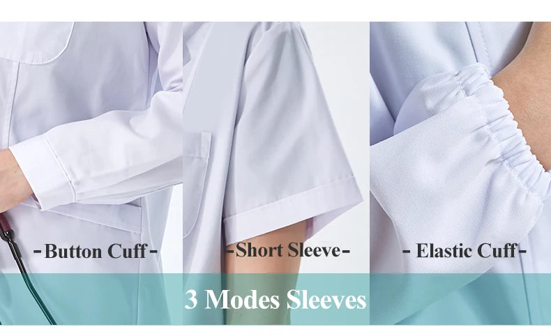 NEW 2024  White Lab Coat for Women Men Students Chemistry Healthcare Professionals Nurse Long Sleeves Doctor Work Robe XK002