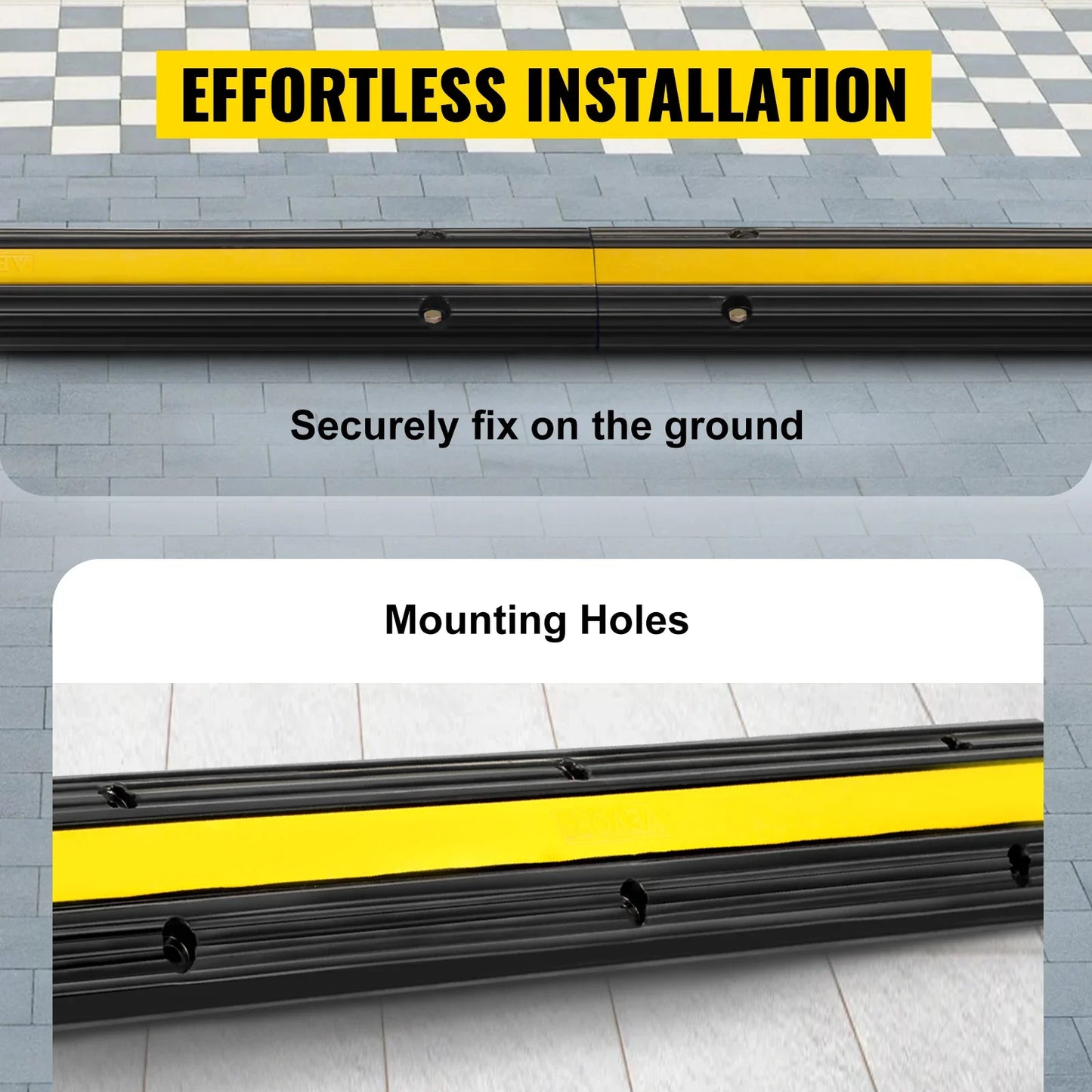 VEVOR Cable Protector Modular Rubber Speed Bump 4PCS 1 Channel Driveway Ramp Wire Cover Cord Guard for Parking Lot Warehouses