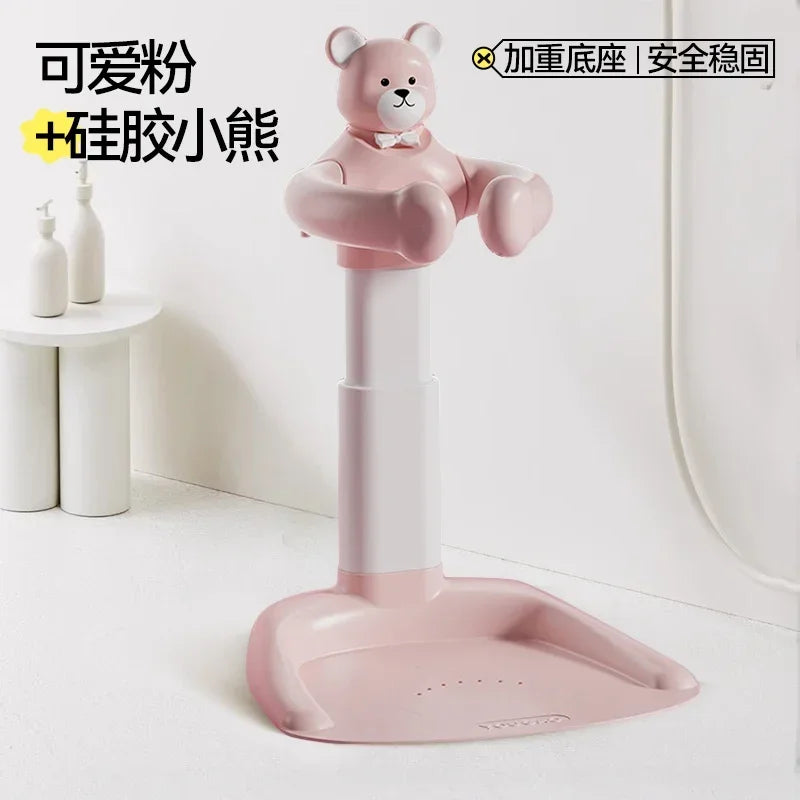 Cartoon Bear Baby Bathtub with Stand, Children's Baby Standing Bath, Baby Rinse Butt Holder, Toddler Stand Bath Tub Showers
