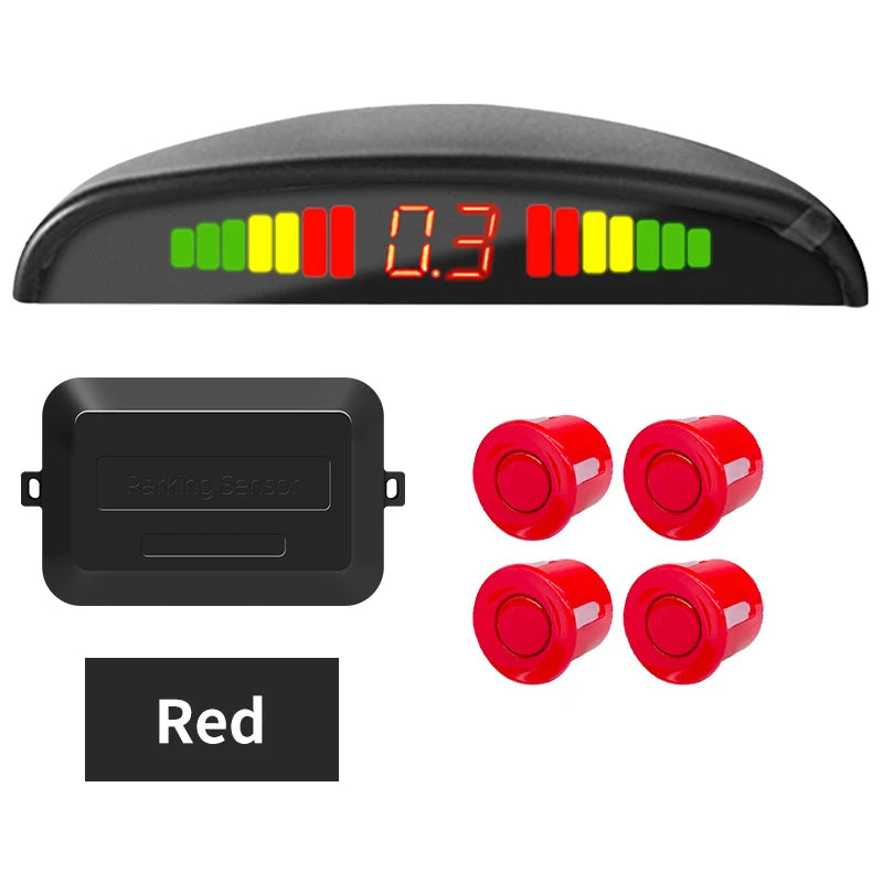 Car LED Parking Sensor Kit 4 Sensors 22mm Backlight Display Reverse Backup Radar Monitor System 12V 8 Colors