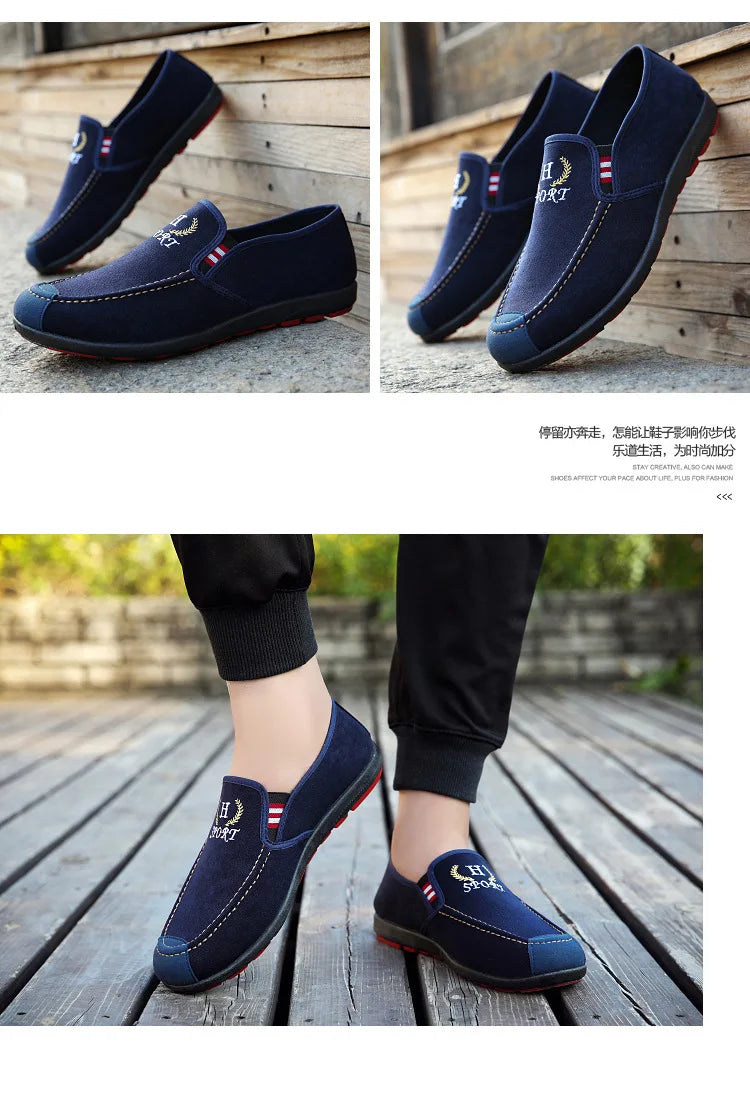Fashion Slip-on Men's Canvas Shoes Breathable Lightweight Comfortable Men Shoes Summer Men's Casual Shoes Lazy Flat Shoes