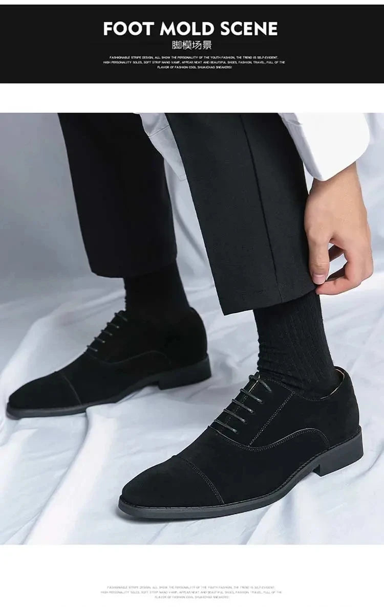 New 2024-2025 Men New Fashion Derby Shoes Pointed Anti Fleece Leather Lace up Business Dress Leather Shoes Black Brown Size 38-48