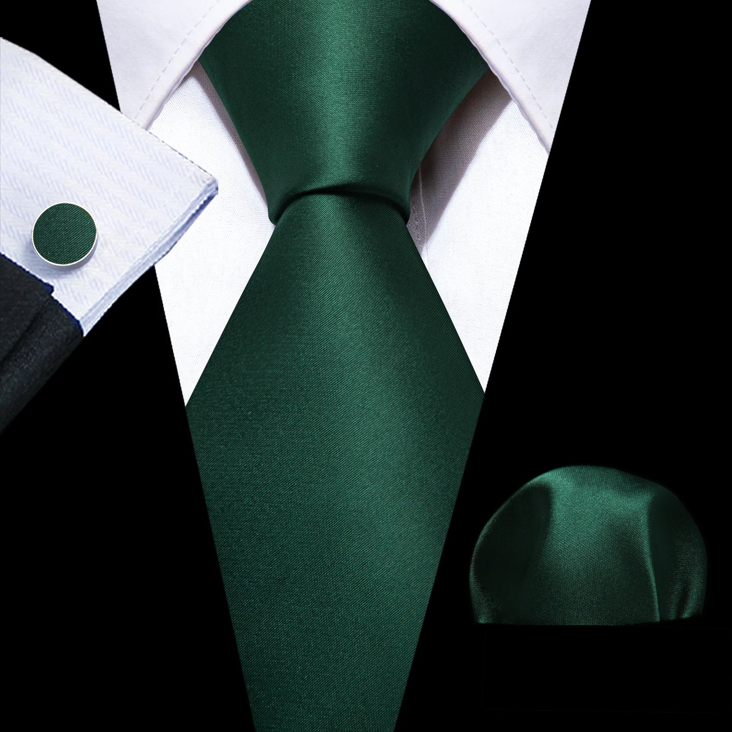 Amazony Epic Green Silk Mens Tie Hanky Cufflinks Set Mint Grass Teal Bottle Sage Pea Green Necktie For Male Wedding Business Party