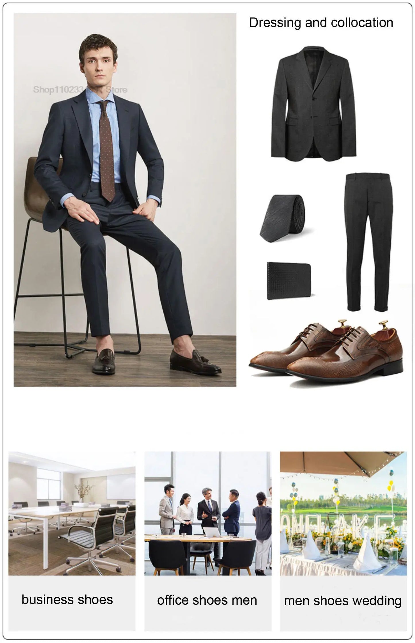 New 2024 HNXC Mens Oxford Genuine Leather Shoes Black Brown Classic Shoes Brogue Lace Up Dress Wedding Office Business Men Formal Shoes