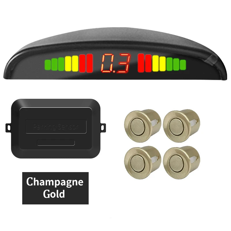 Car LED Parking Sensor Kit 4 Sensors 22mm Backlight Display Reverse Backup Radar Monitor System 12V 8 Colors