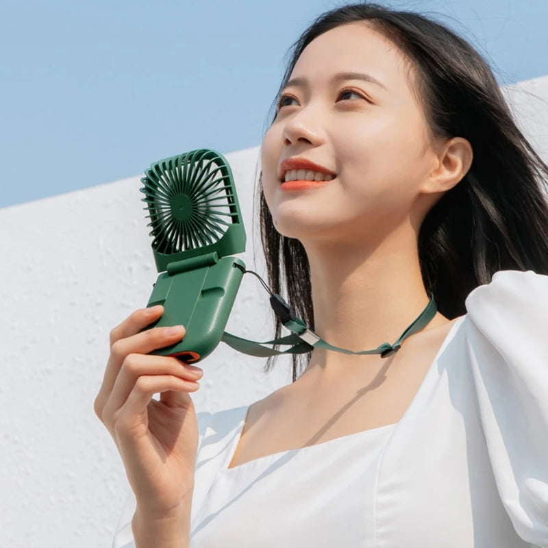 Quiet Personal Fan, Portable Hands Free Neck Fan,Adjustable USB Rechargeable Small Fan 3000mAh Power Bank Personal