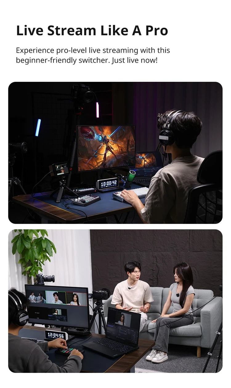 Ulanzi DD02 Live Video Switcher 4 CH HDMI Streaming 4K HD Screen For YUY2 MJPEG Capture Format Live Streaming Tool Video Mixer