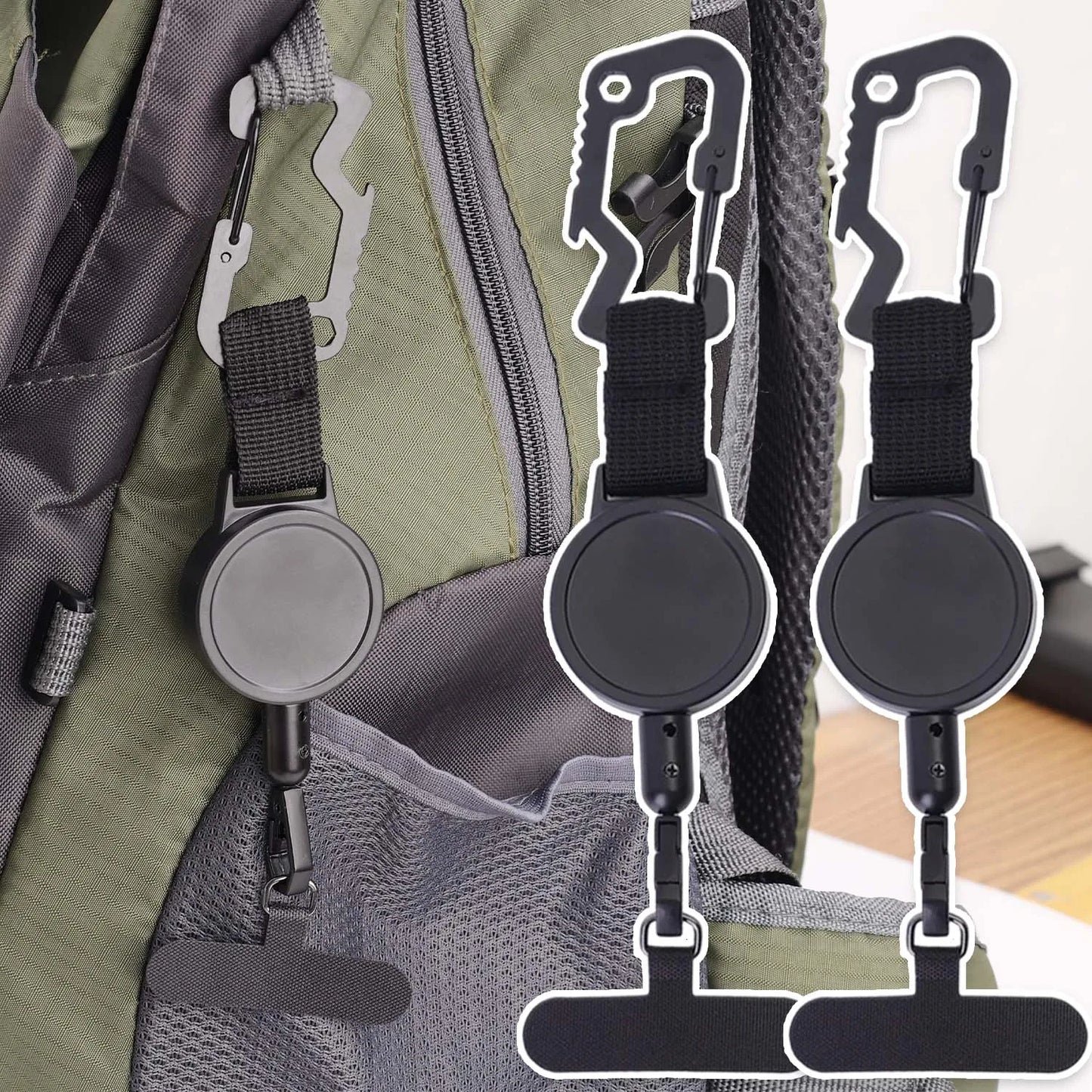 Retractable Keychain Heavy Duty with Phone Clip Fastener Tactical ID Badge Reel Strap Holder Universal Retractable Cord KeyRing