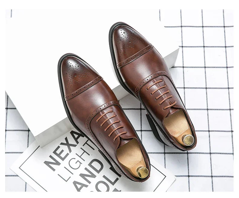 Our New Collections 2024-2025 Men's Formal  Shoes Red Sole Fashion Business Casual Party Banquet Daily Retro Carved Lace-up Brogue Dress Wedding Shoes Size 48