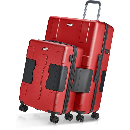 2 Piece Luggage Set - 20 & 28 inch Luggage | Carry On & Large Checked Suitcases Patented Built-In Connect