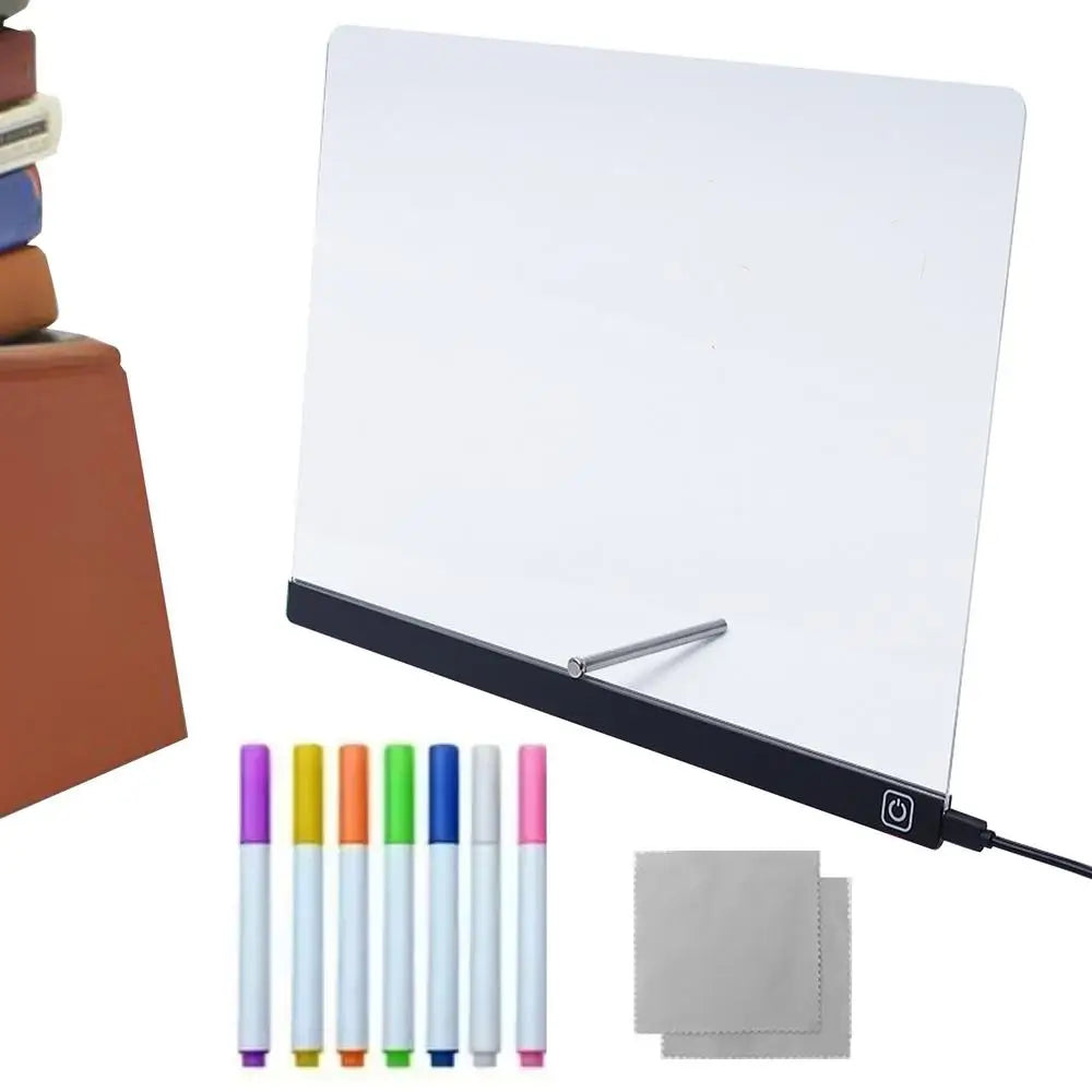 LED Letter Message Board With 7 Colorful Pens Acrylic Dry Erase Board with Light Light Up Dry Erase Board for Office School Home