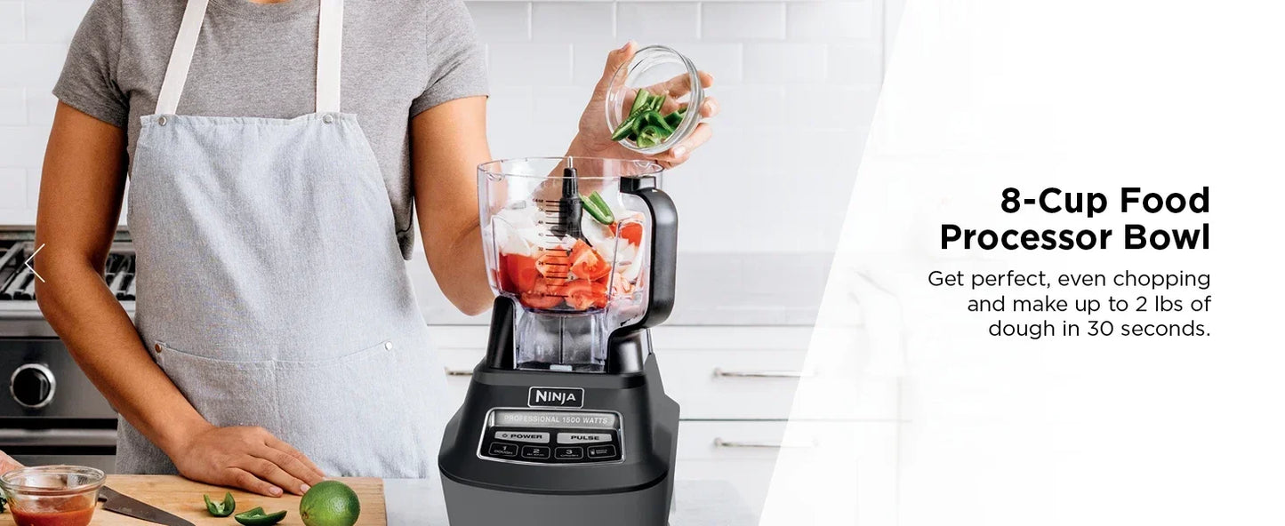 QWNinja BL770 Mega Kitchen System,1500W,4 Functions for Smoothies,Processing,Dough,Drinks & More,with 72-oz.* Blender Pi
