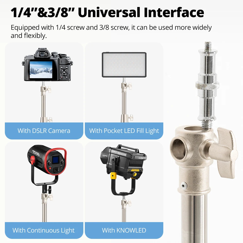 AMBITFUL 4M Stainless Steels Heavy Duty Light Stand Tripod 1/4 and 3/8 Screw Load 10KG for Studio Flash Softbox Continuous Light