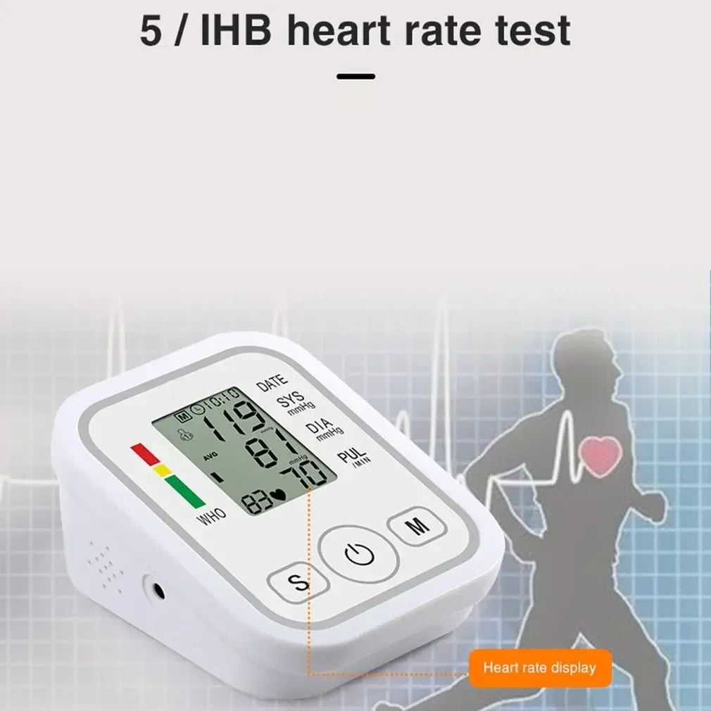 Digital Arm Blood Pressure Test Kit Cuff Sensor Monitor BP Automatic Pressure Tonometer Tensiometer Heart Rate Pulse Meter