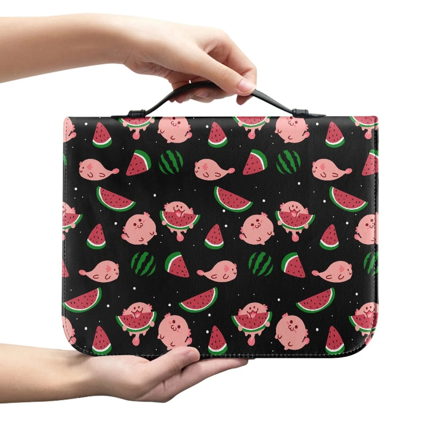 M Size Leather Cross Design Printed Book Bible Bag Student Travel Storage Bag One-handed Portable Storage Student Handbag