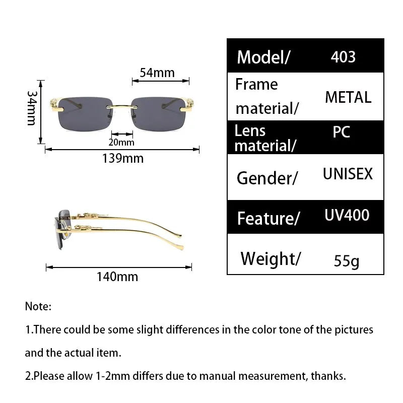 Summer Time is here Sunglasses Rimless Cut Edge Sunglasses Fashion Designer Shades Luxury Golden Leopard Frame Sunglasses UV400