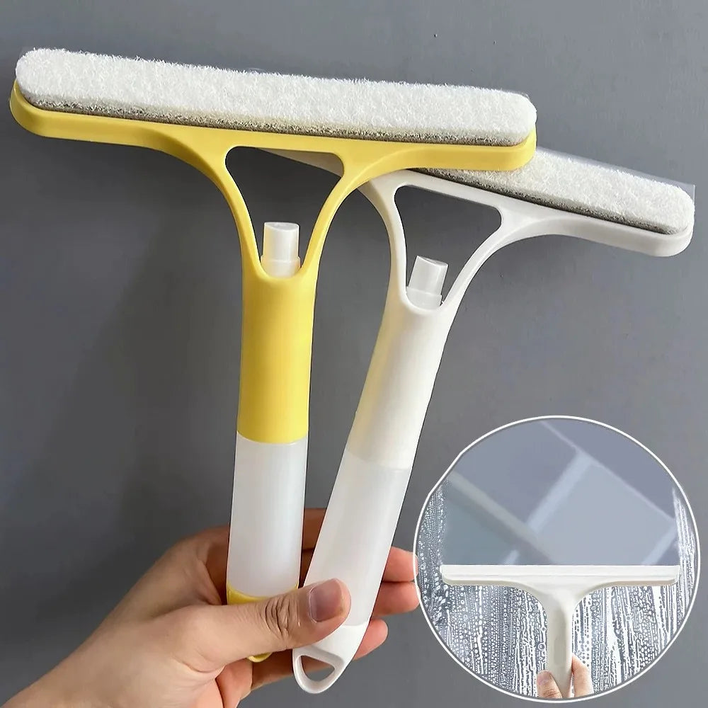 3 in 1 Car Glass Cleaning Wiper Microfiber Scrub with Spray Bottle Car Door Window Cleaner Squeegee Multi Function