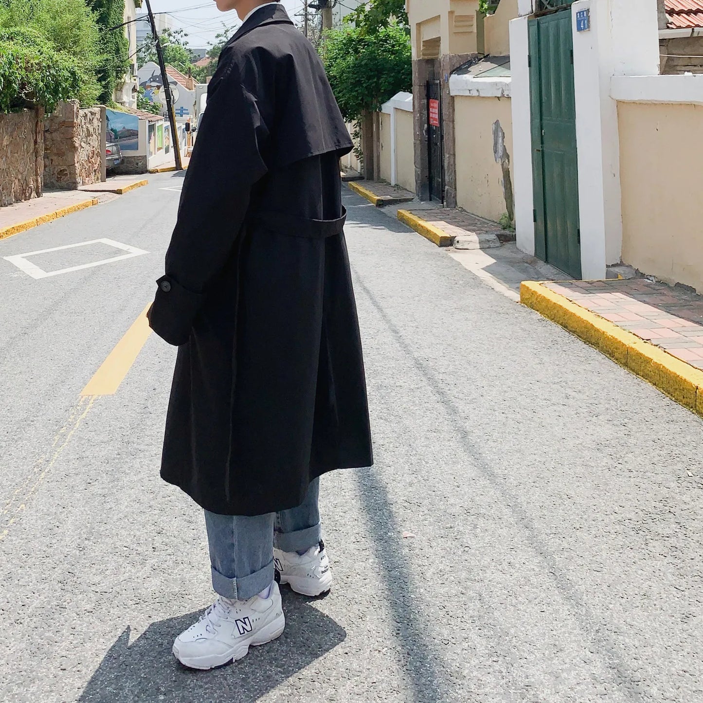 New Collections Autumn and Winter 2024-2025  trench coat mens Korean style Male Streetwear Windbreaker Trenchcoat Men Solid  coats for men Casual Loose Long Overcoat