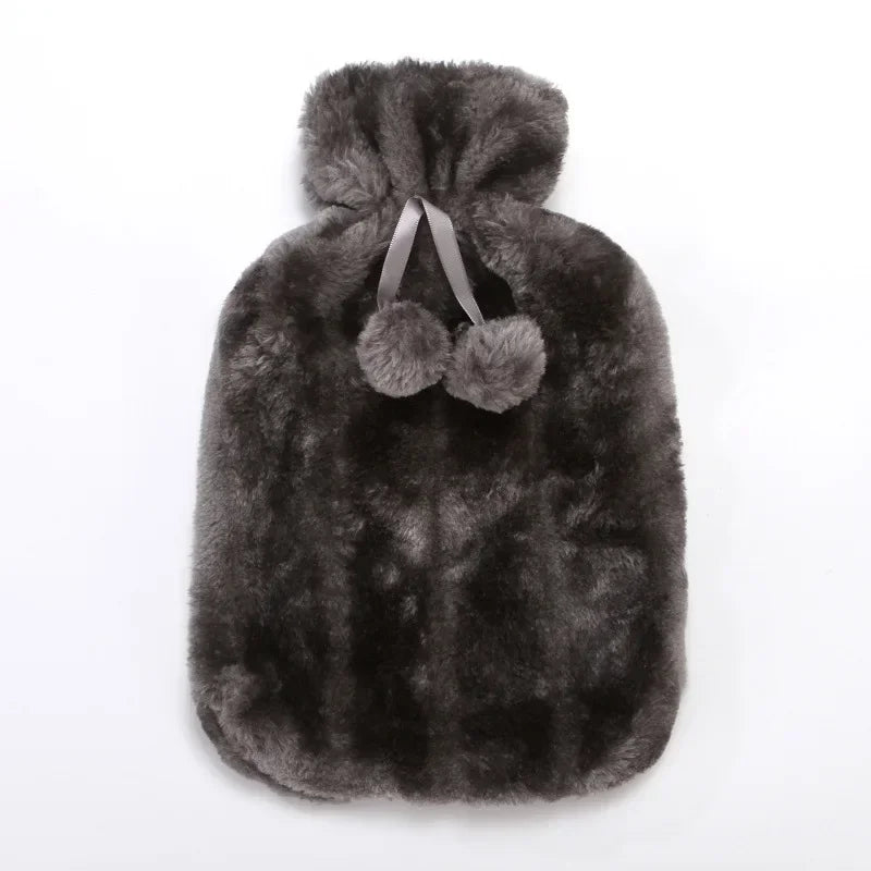 2000ML Hot Water Bottle Thick Water Injection Rubber Soft Plush Hot Water Bag Winter Feet Hand Warmer Bouillotte Warm Bouillotte