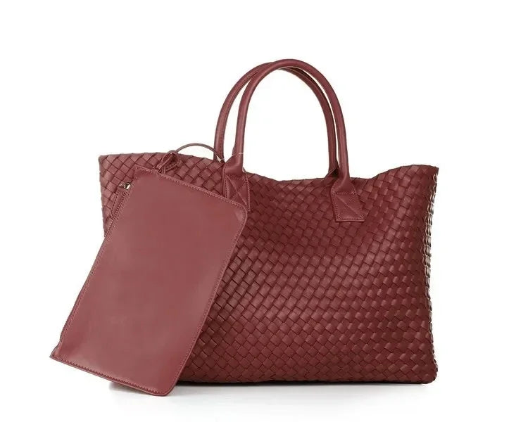 Luxury Woven Tote Women's Handbags Designer Large Shoulder Bags for Women 2025 Fashion PU Shopper Purses Composited Bags Clutch