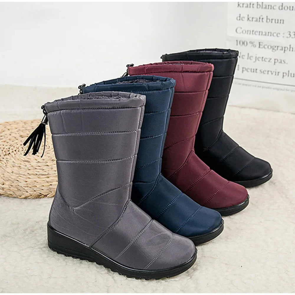 Winter Boots Women's Mid-Calf Snow Boots Women Shoes Wedges Keep Warm Fur Female Boot Shoes Chaussure Femme Botines Mujer 2024