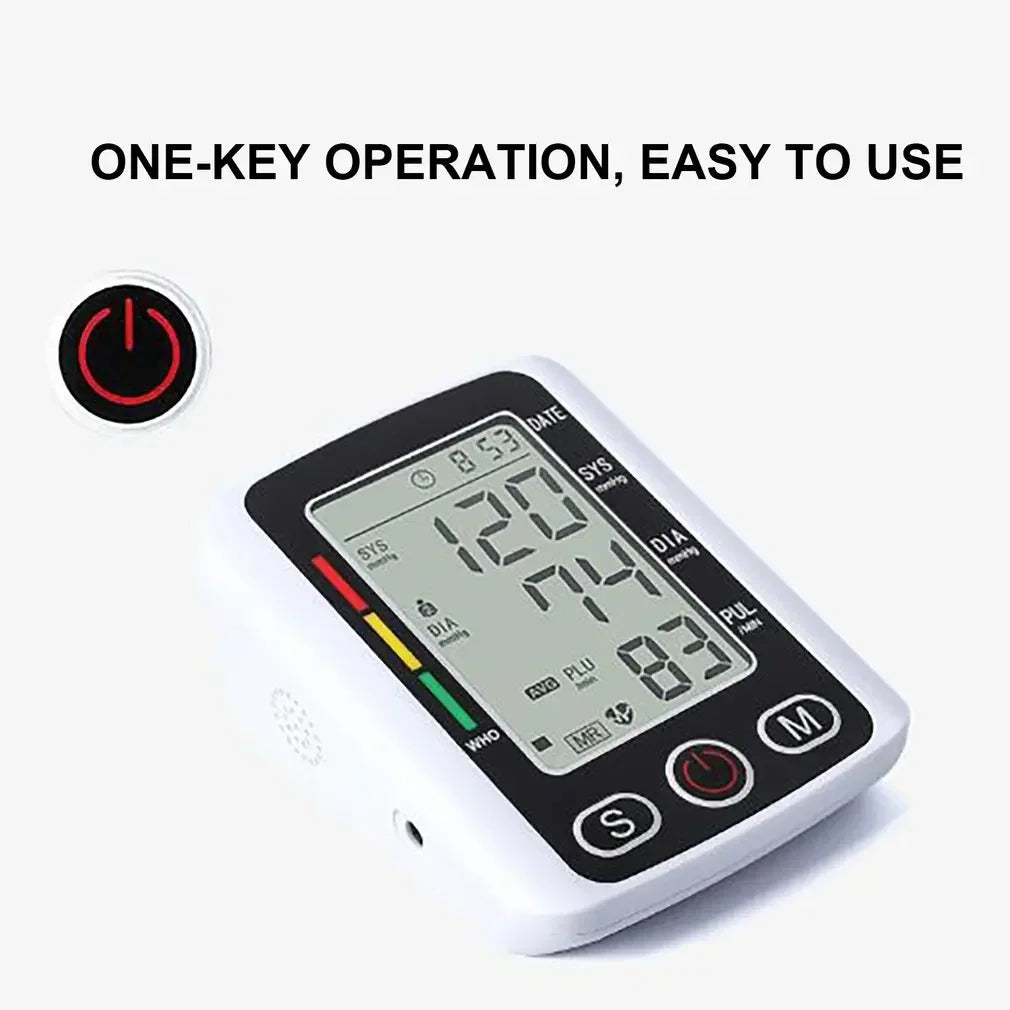 Digital Arm Blood Pressure Test Kit Cuff Sensor Monitor BP Automatic Pressure Tonometer Tensiometer Heart Rate Pulse Meter