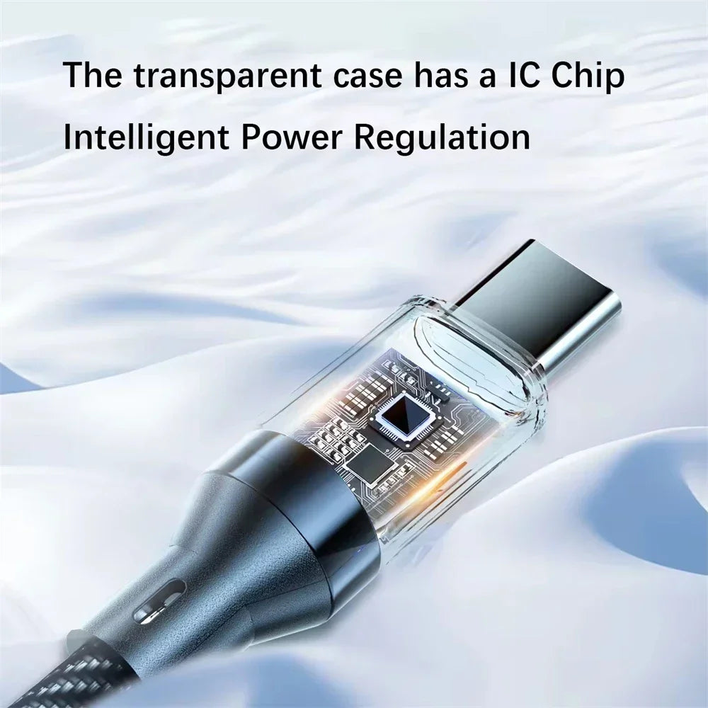 1PCS 120W Type C to Type C Super Fast Charging Cable for Phone with LED Display USB Data Cable to Type C for huawei oppo vivo