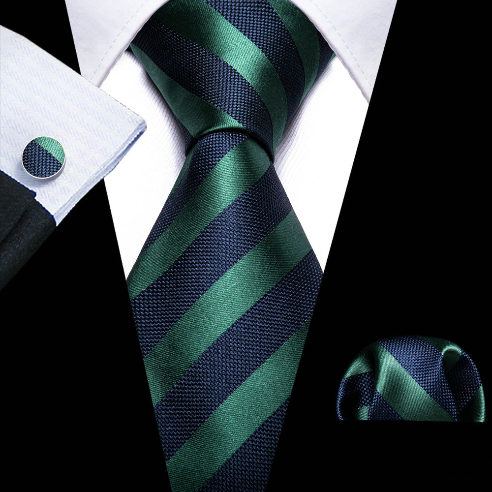 Fashion Silk Men Tie Green Teal Blue Solid Paisley Striped Plaid Floral Animal Necktie Handkerchief Cufflinks Set Barry. For Wedding