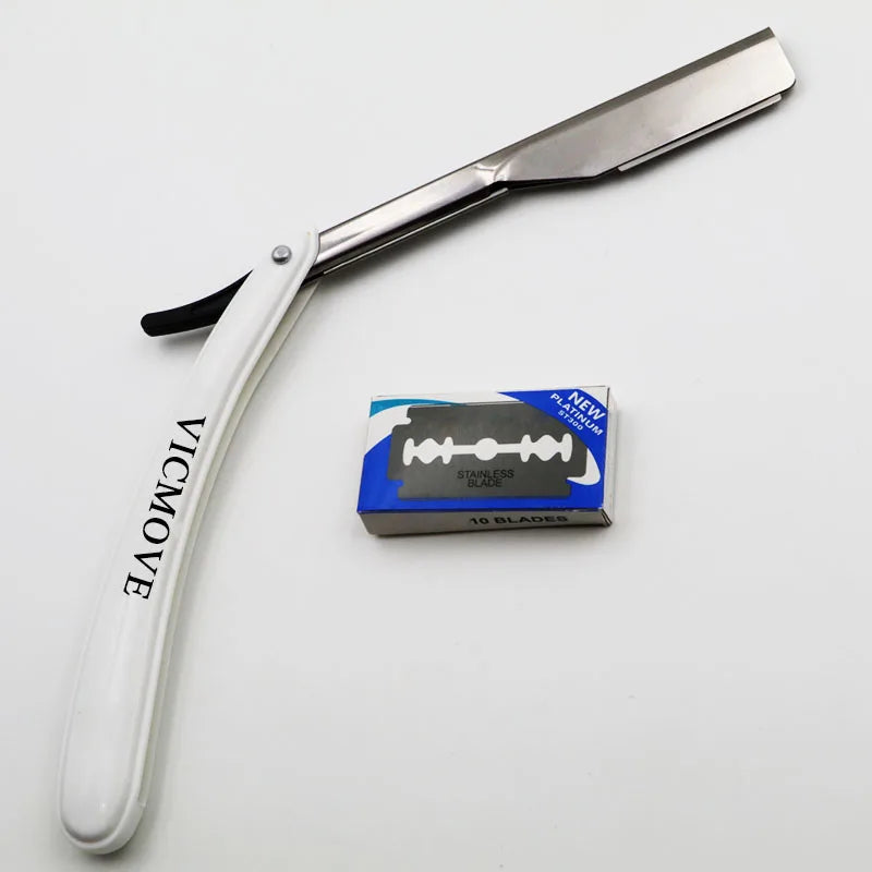 1set Men Straight Barber edge Razors Folding Shaving Knife Hair Removal Tools With 10pcs Blades