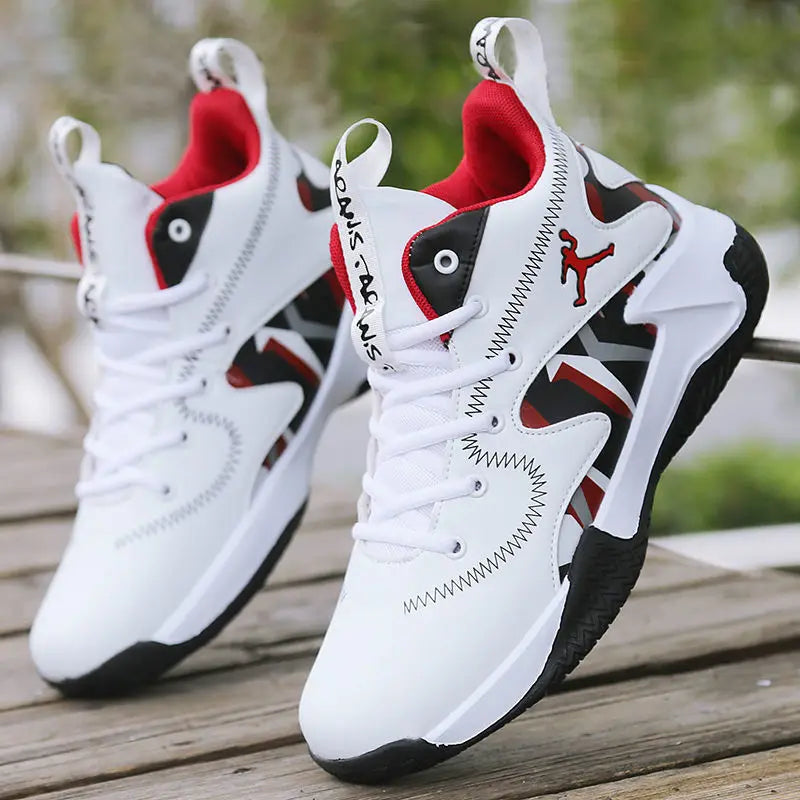 Brand New 2025 Professional Men's White Red Basketball Shoes Comfortable Casual Sneakers Anti-skid High-top Couple Women Basketball Boots