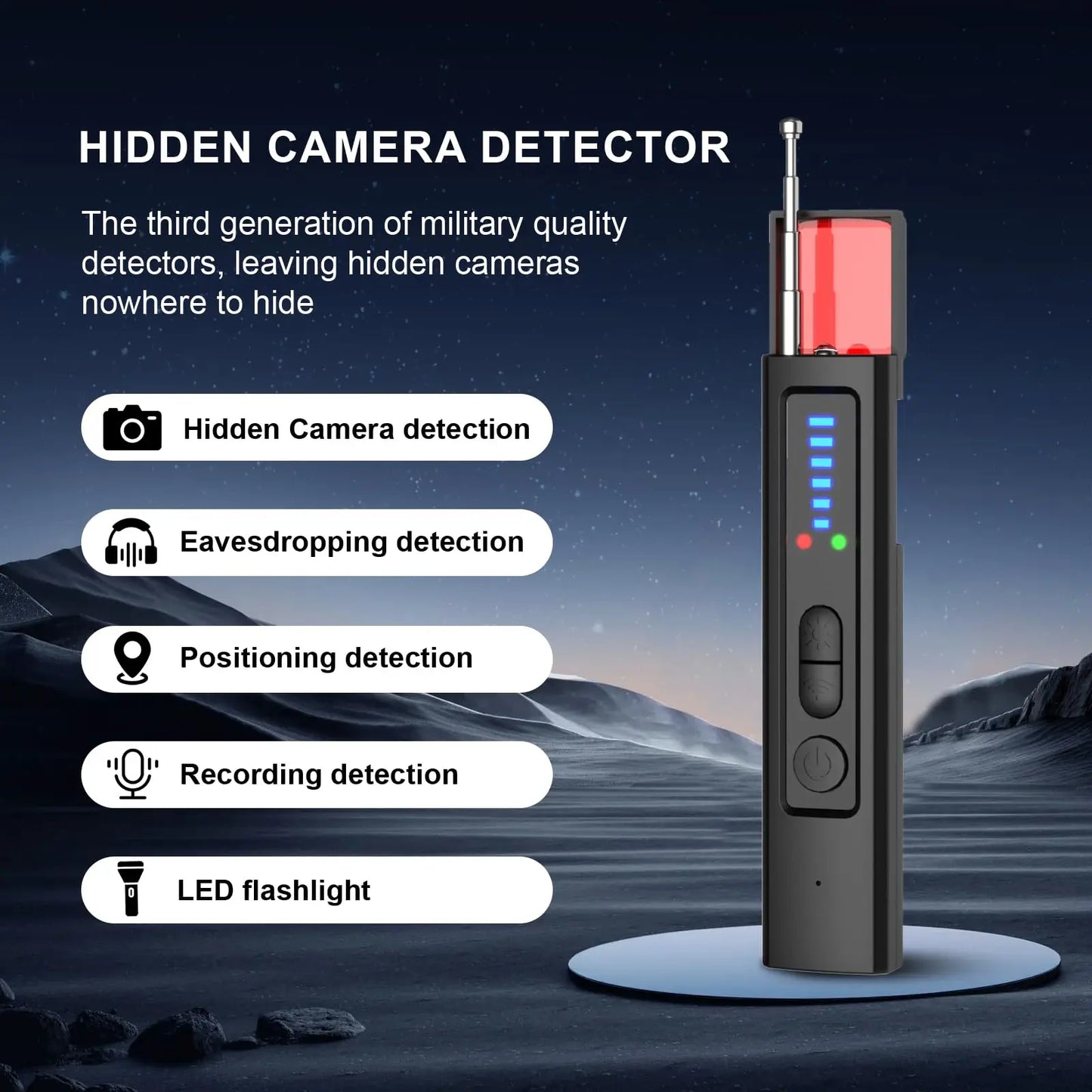 New 2025-2026  Hidden Camera Detector, Infrared Scanning, GPS & Eavesdropping Detection, Adjustable Sensitivity, for Hotel/Car/Room Privacy